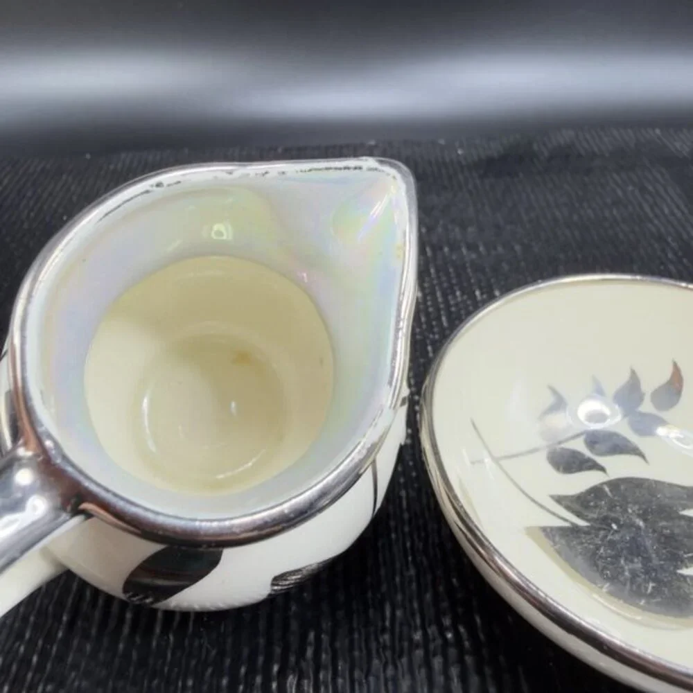 Lancaster Sandland Ware Small Cream Sugar China Hanley England Silver Luster Set